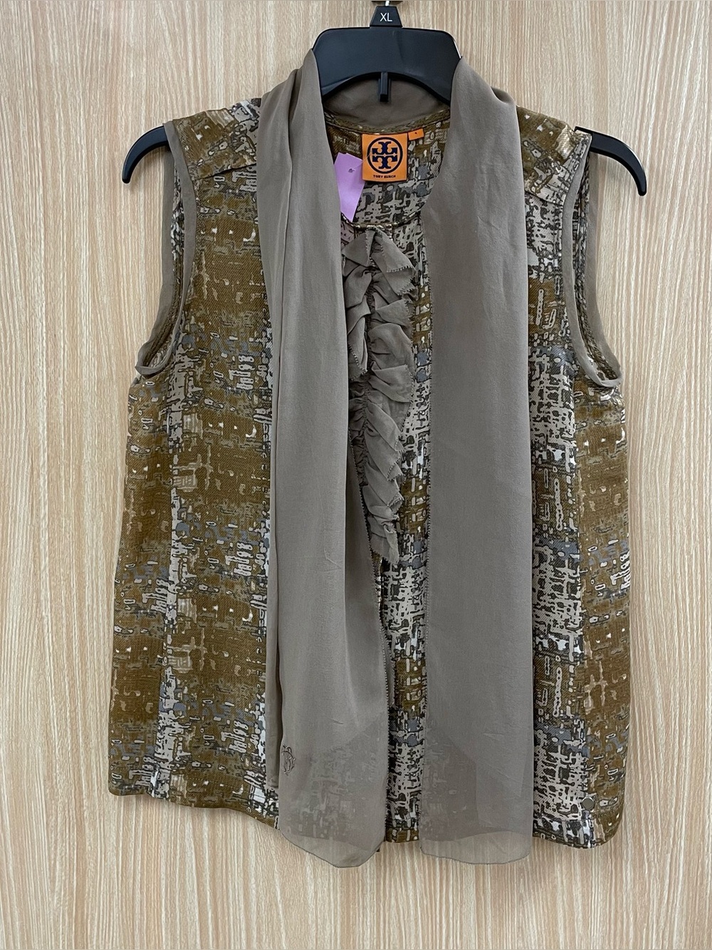 Tory Burch brown print top size 4